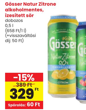 Gösser Natur Zitrone alkoholmentes, ízesített sör