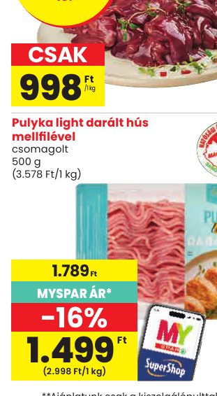 Pulyka light darált hús mellfilével