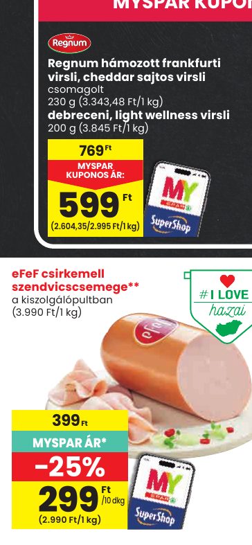 Regnum hámozott frankfurti virsli, cheddar sajtos virsli