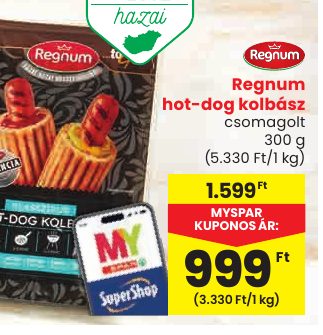 Regnum hot-dog kolbász