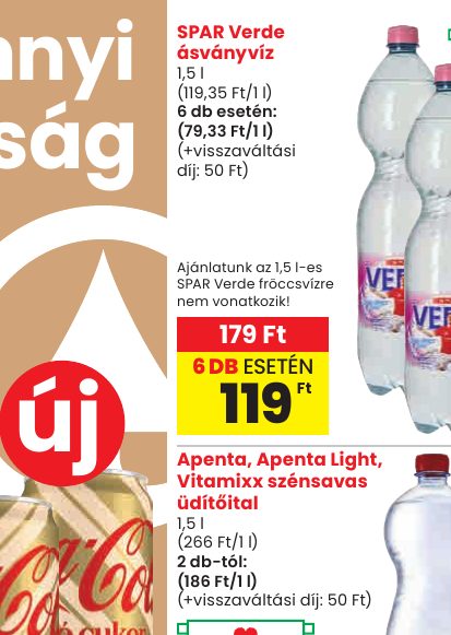 SPAR Verde ásványvíz