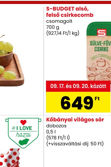 S-BUDGET alsó, felső csirkecomb