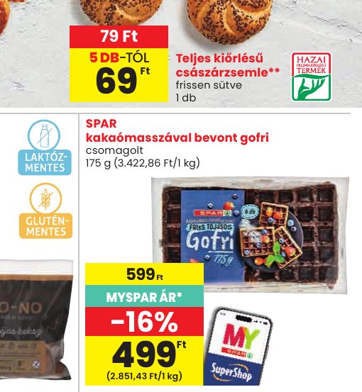SPAR kakaómasszával bevont gofri