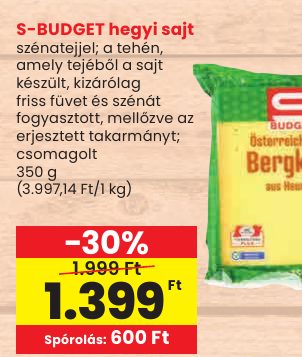 S-BUDGET hegyi sajt