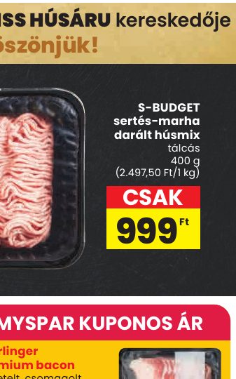 S-BUDGET sertés-marha darált húsmix