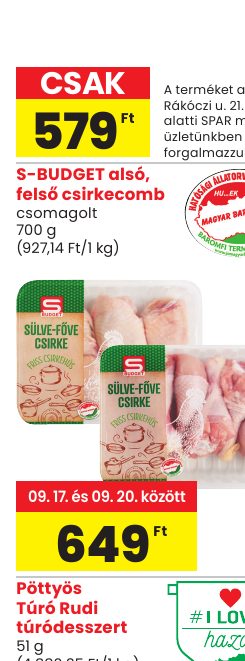 S-BUDGET alsó, felső csirkecomb