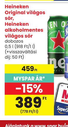 Heineken Original világos sör, Heineken alkoholmentes világos sör