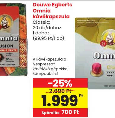 Douwe Egberts Omnia kávékapszula