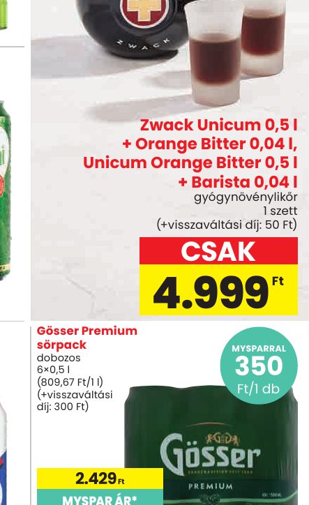 Zwack Unicum 0,5 l + Orange Bitter 0,04 l, Unicum Orange Bitter 0,5 l + Barista 0,04 l