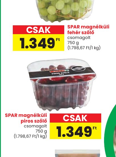 SPAR magnélküli fehér szőlő