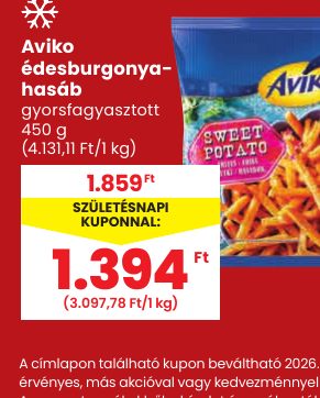 Aviko édesburgonya- hasáb