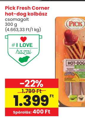 Pick Fresh Corner hot-dog kolbász