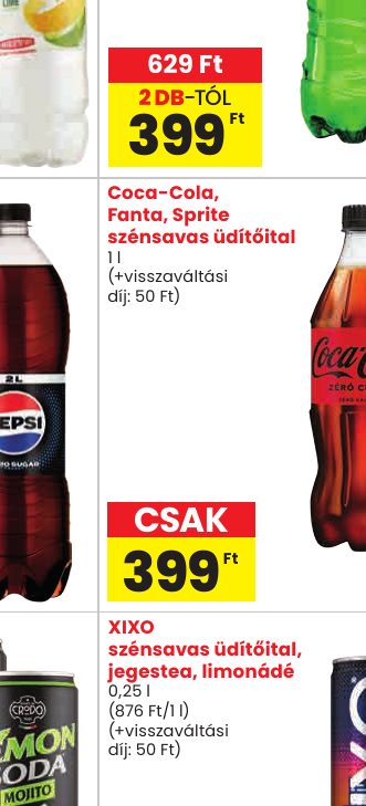 Coca-Cola, Fanta, Sprite szénsavas üdítőital
