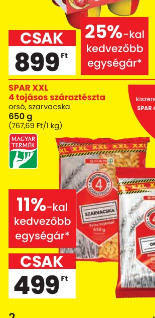 SPAR XXL 4 tojásos száraztészta