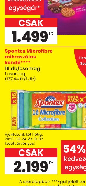 Spontex Microfibre mikroszálas kendő**** 16 db/csomag