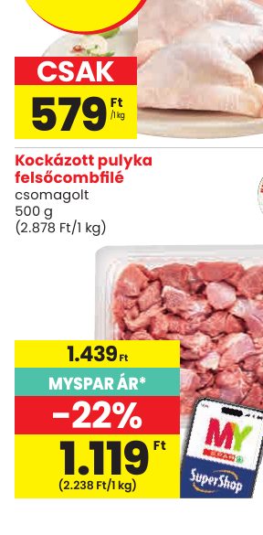 Kockázott pulyka felsőcombfilé