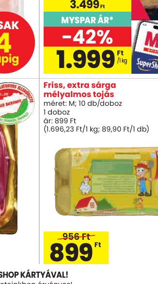 Friss, extra sárga mélyalmos tojás