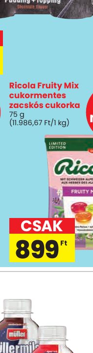 Ricola Fruity Mix cukormentes zacskós cukorka