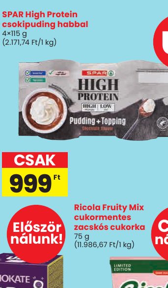 SPAR High Protein csokipuding habbal