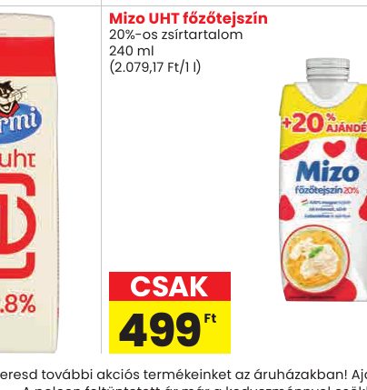 Mizo UHT főzőtejszín