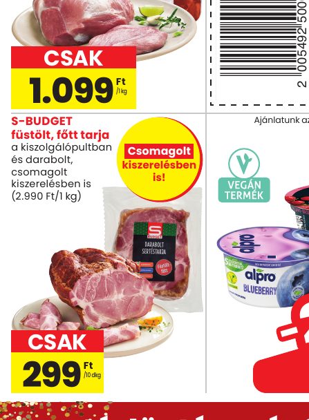 S-BUDGET füstölt, főtt tarja