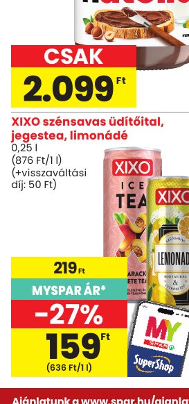 XIXO szénsavas üdítőital, jegestea, limonádé