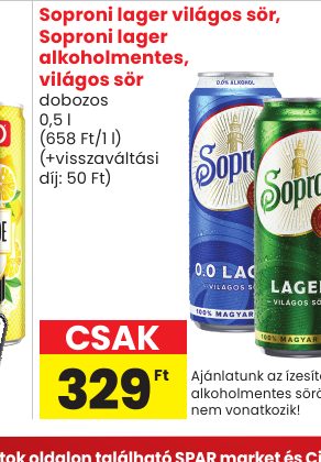 Soproni lager világos sör, Soproni lager alkoholmentes, világos sör