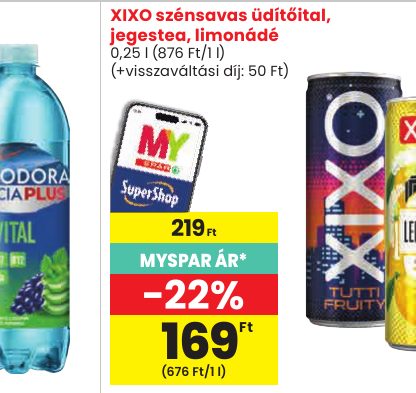 XIXO szénsavas üdítőital, jegestea, limonádé