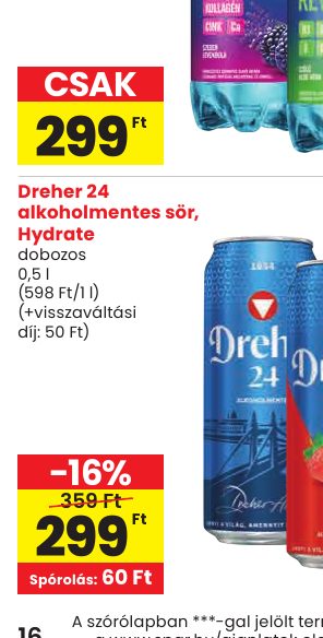 Dreher 24 alkoholmentes sör, Hydrate