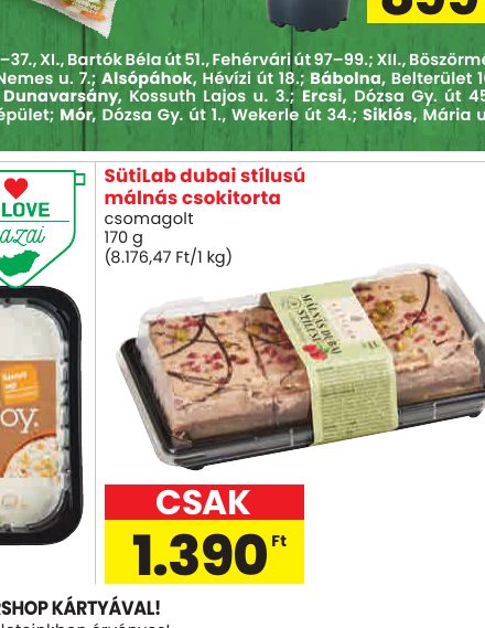 SütiLab dubai stílusú málnás csokitorta