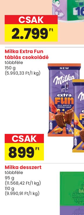 Milka Extra Fun táblás csokoládé