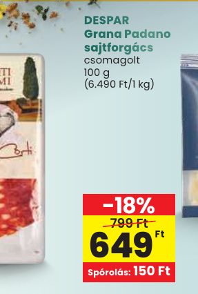 DESPAR Grana Padano sajtforgács