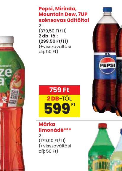Pepsi, Mirinda, Mountain Dew, 7UP szénsavas üdítőital