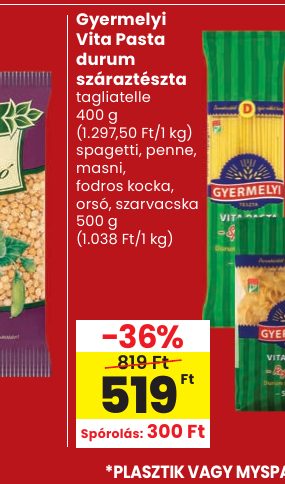 Gyermelyi Vita Pasta durum száraztészta
