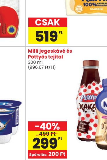 Milli jegeskávé és Pöttyös tejital