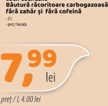Coca-cola Zero Băutură Răcoritoare Carbogazoasă Fără Zahăr și Fără Cofeină