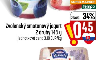 Zvolenský smotanový jogurt 2 druhy 145 g