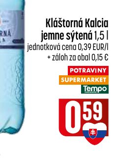 Kláštorná Kalcia jemne sýtená 1,5 l