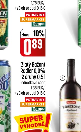 Zlatý Bažant Radler 0,0% 2 druhy 0,5 l
