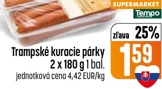 Trampské kuracie párky 2 x 180 g 1 bal.