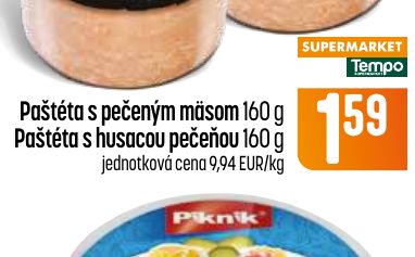 Paštéta s pečeným mäsom 160 g Paštéta s husacou pečeňou 160 g