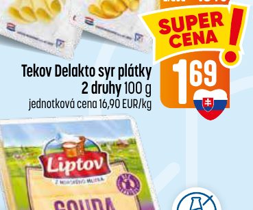 Tekov Delakto syr plátky 2 druhy 100 g