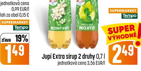 Jupí Extra sirup 2 druhy 0,7 l