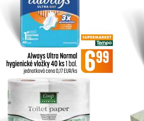 Always Ultra Normal hygienické vložky 40 ks 1 bal.