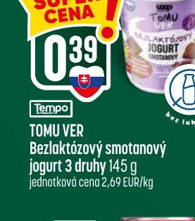 TOMU VER Bezlaktózový smotanový jogurt 3 druhy 145 g