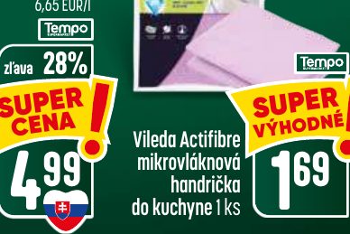 Vileda Actifibre VÝ mikrovláknová handrička do kuchyne 1 ks