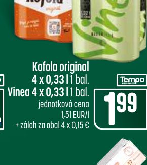 Kofola original 4 x 0,33 l 1 bal. Vinea 4 x 0,33 l 1 bal.