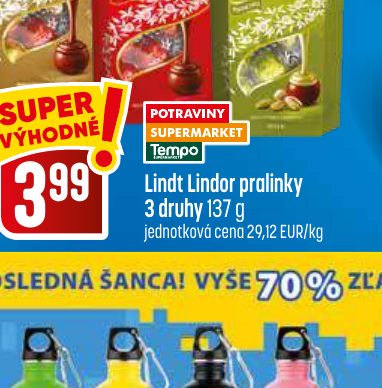 Lindt Lindor pralinky 3 druhy 137 g