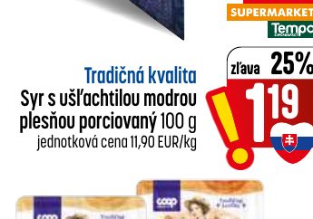 Tradičná kvalita Syr s ušľachtilou modrou plesňou porciovaný 100 g