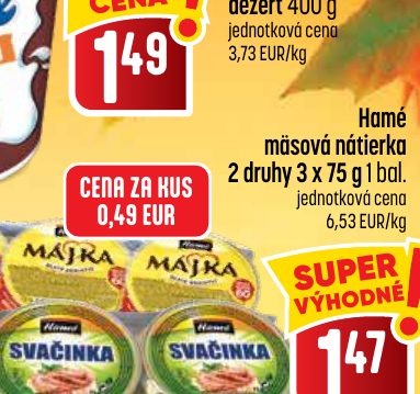 Hamé mäsová nátierka 2 druhy 3 x 75 g 1 bal.